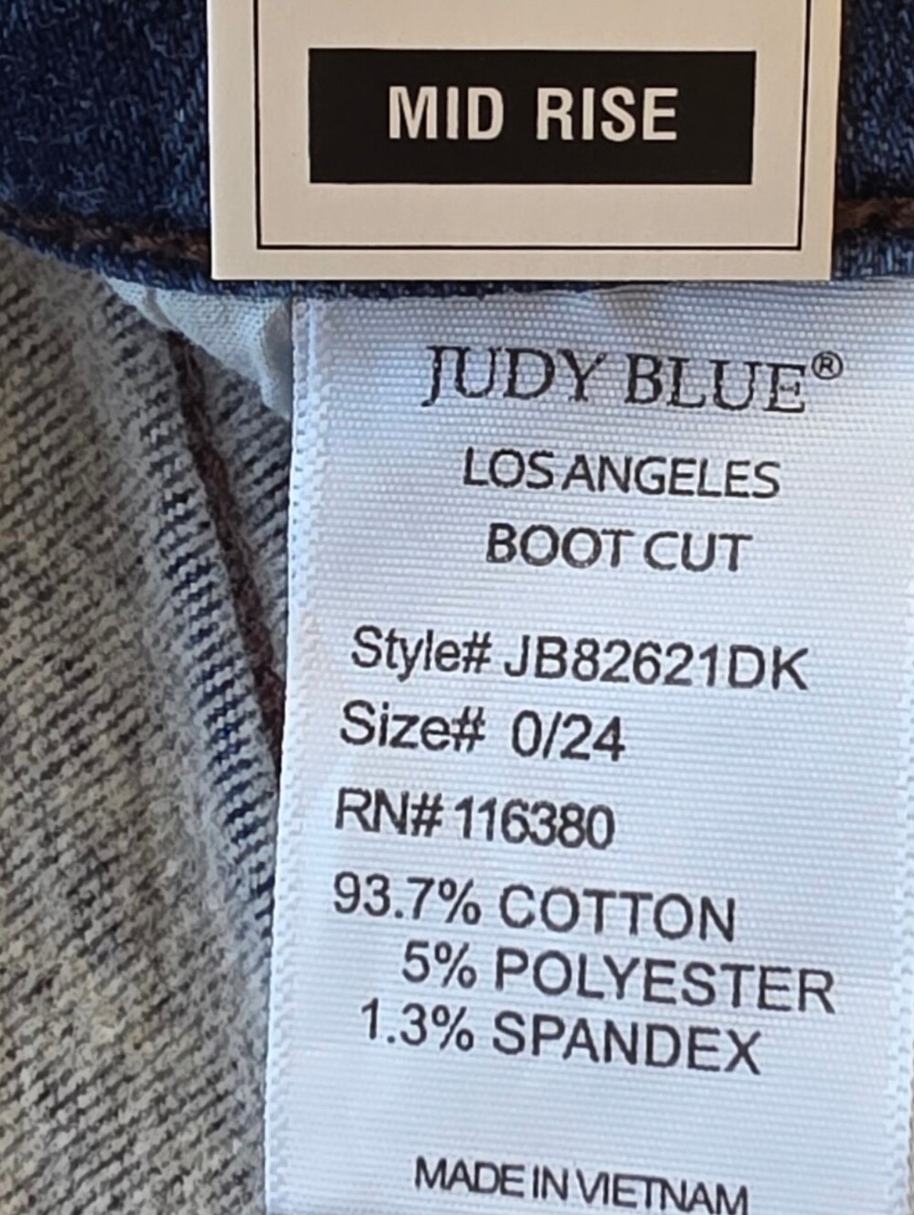 Judy Blue Thermal Bootcut Jeans 0/24 NWT Dark Wash Mid Rise 82621 - Picture 8 of 10
